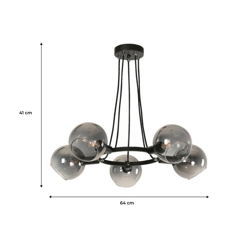 Lampara Colgante 5 Luces C/Negro