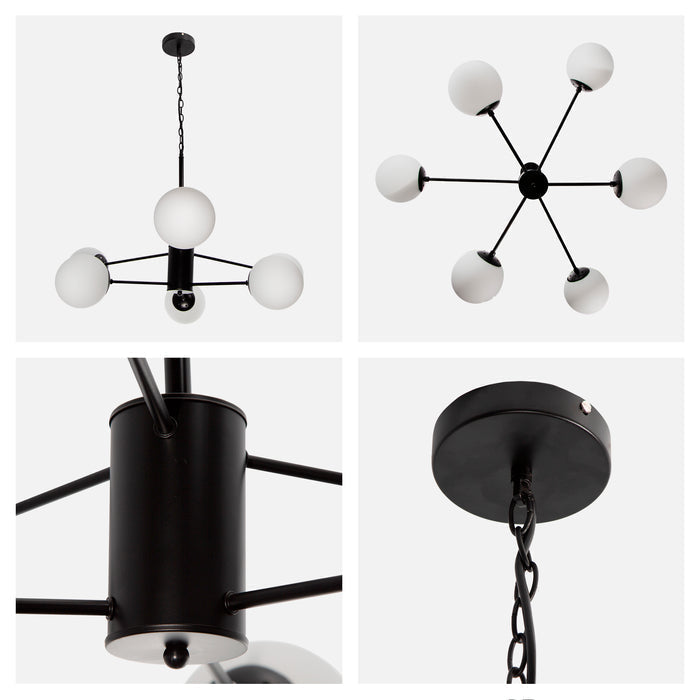 Lampara Colgante 6 Luces C/Negro