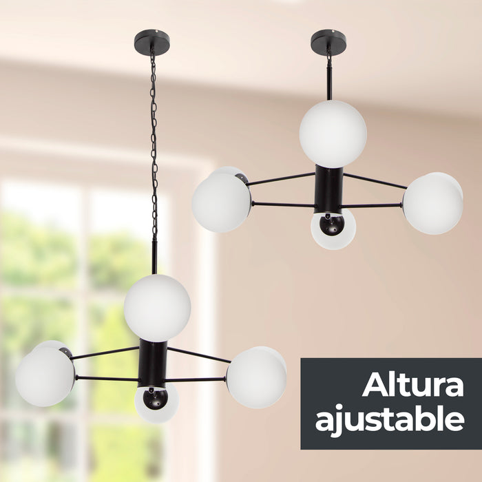 Lampara Colgante 6 Luces C/Negro