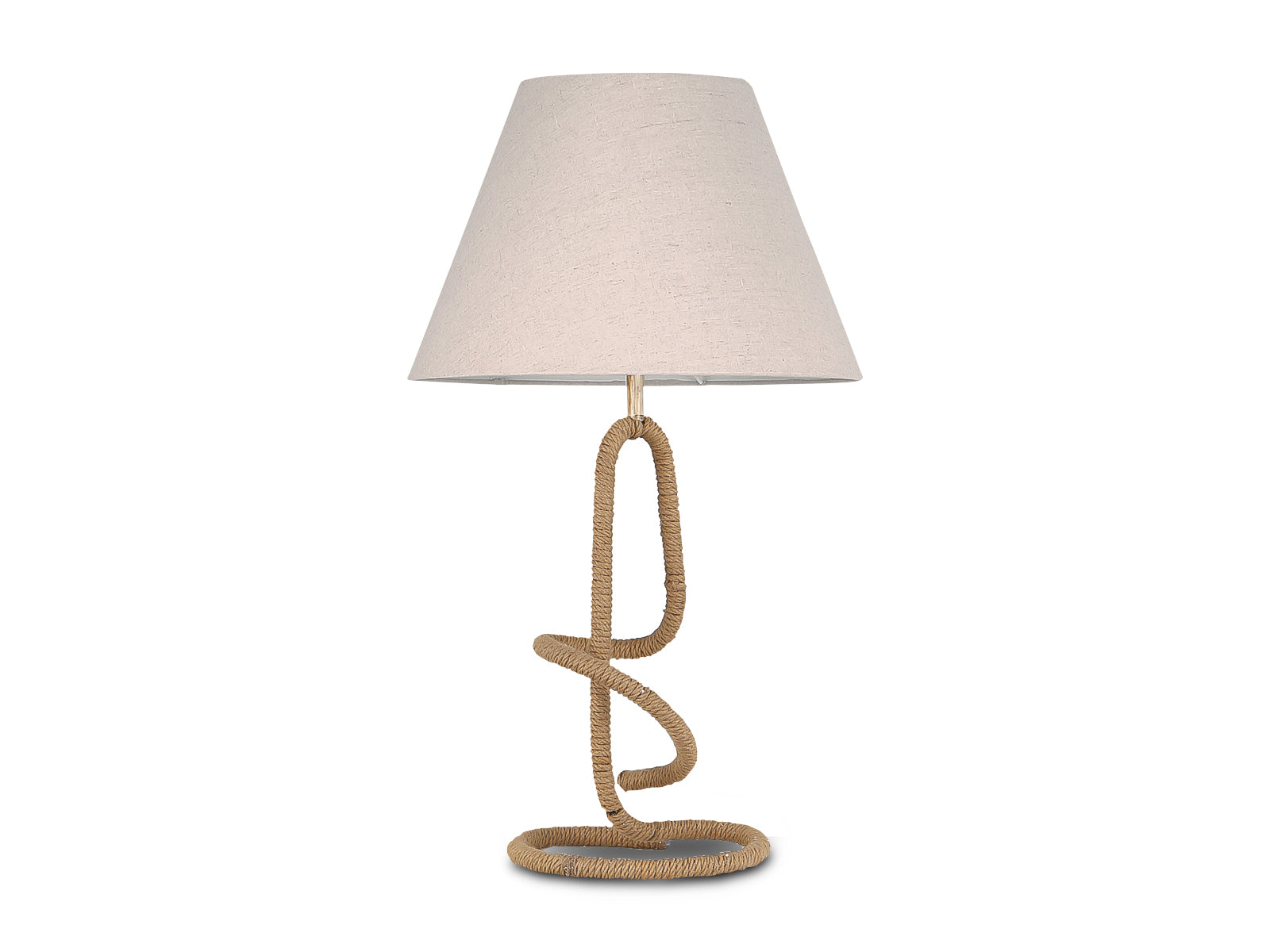 Lampara de Mesa Metal y Soga C/Natural-Blanco