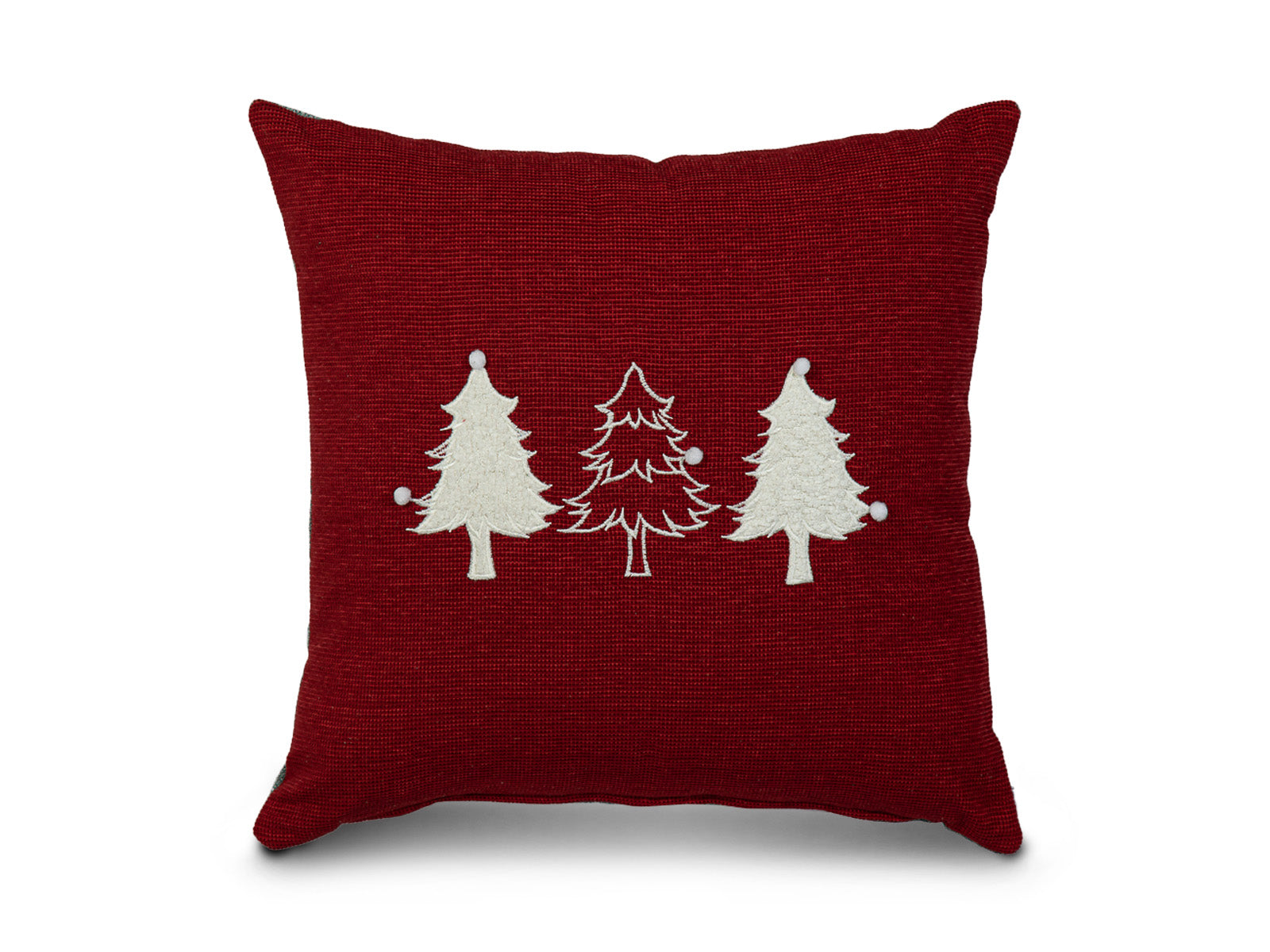 Cojin Rojo Arboles Navidad