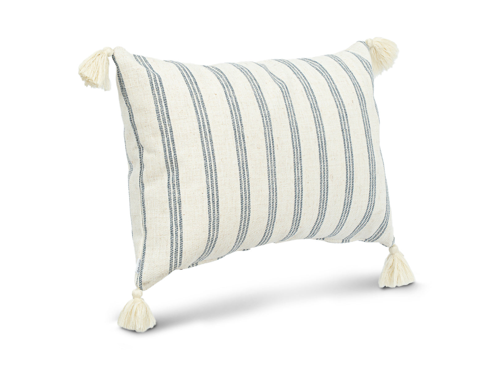 Cojin Poliester Lineas Beige Azul Lumbar