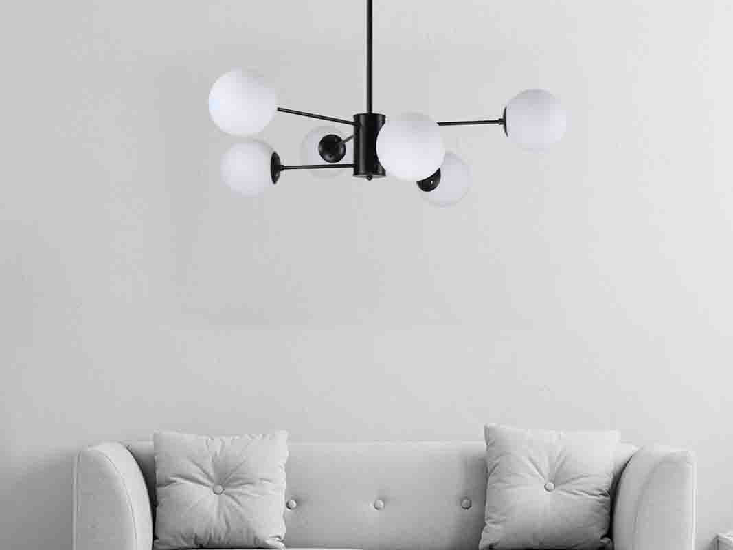 Lampara Colgante 6 Luces C/Negro