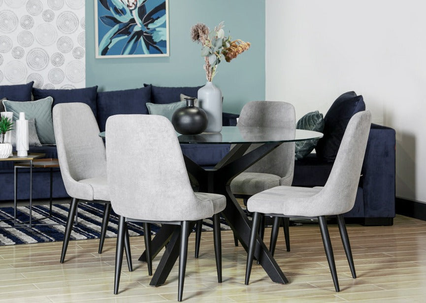 Mesa Comedor Bacoli Circ C/Vd Templado C/Black  Vtmp 1.200 (Base/Neg)