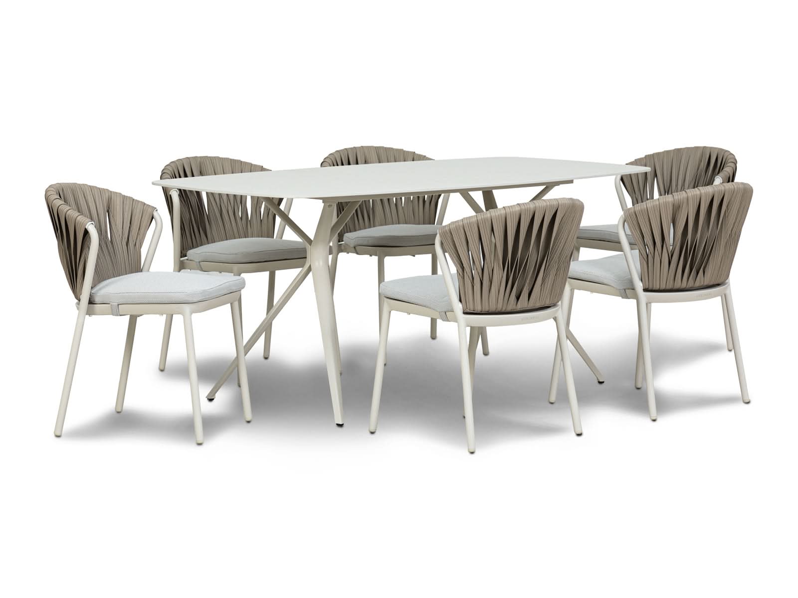 Mesa Comedor Bari Verona + 6 Sillas Ivory Outdoor