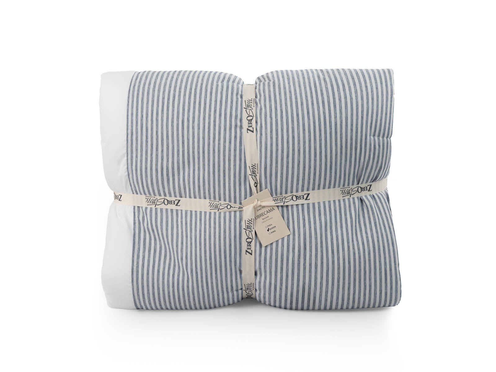 Cubrecama Bennett Lineas Blanco y Azul
