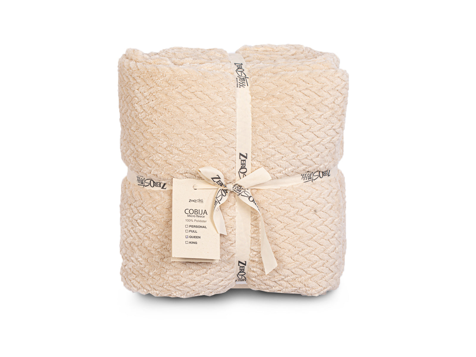 Cobija Microfleece Beige Cuadros