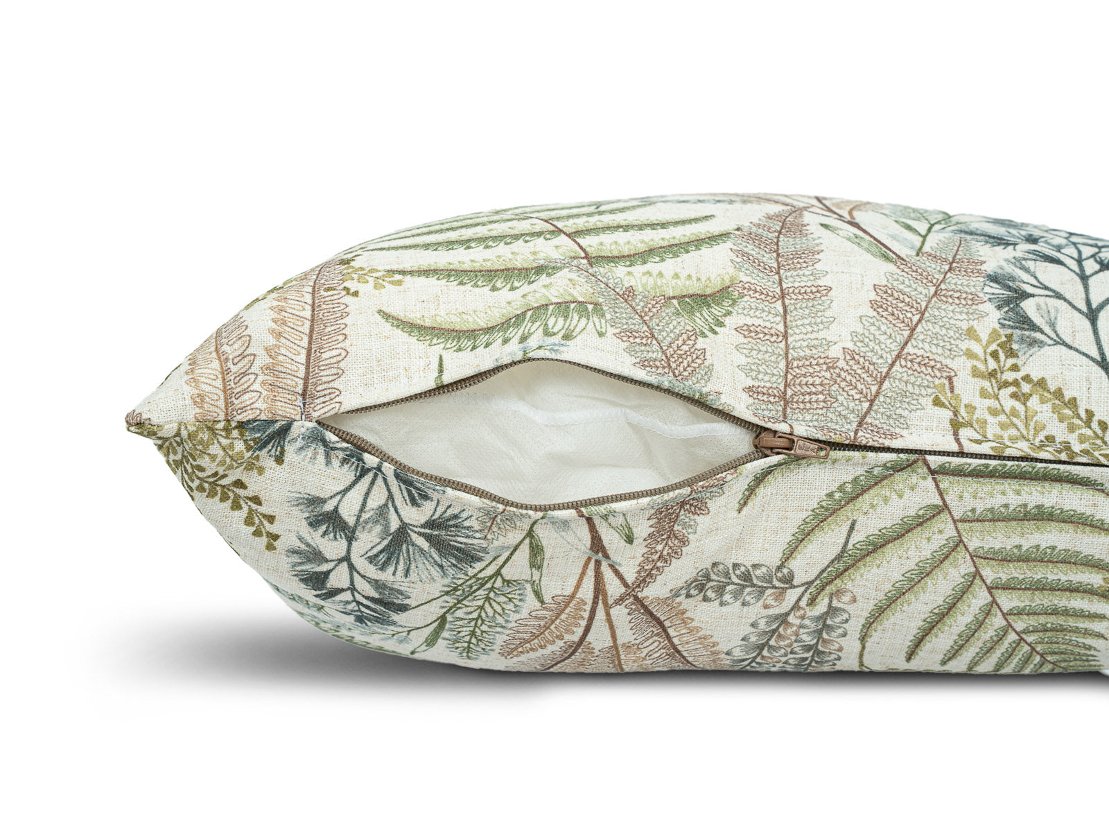 Cojin Poliester Beige Hojas Verdes