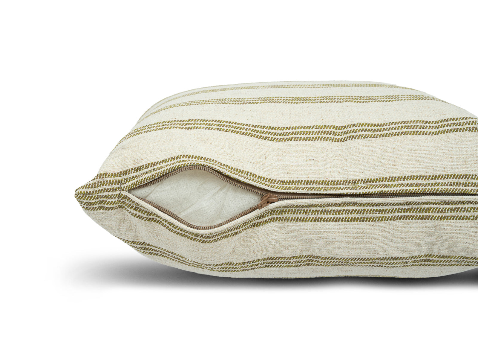 Cojin Poliester Raices Beige con Rayas Verde