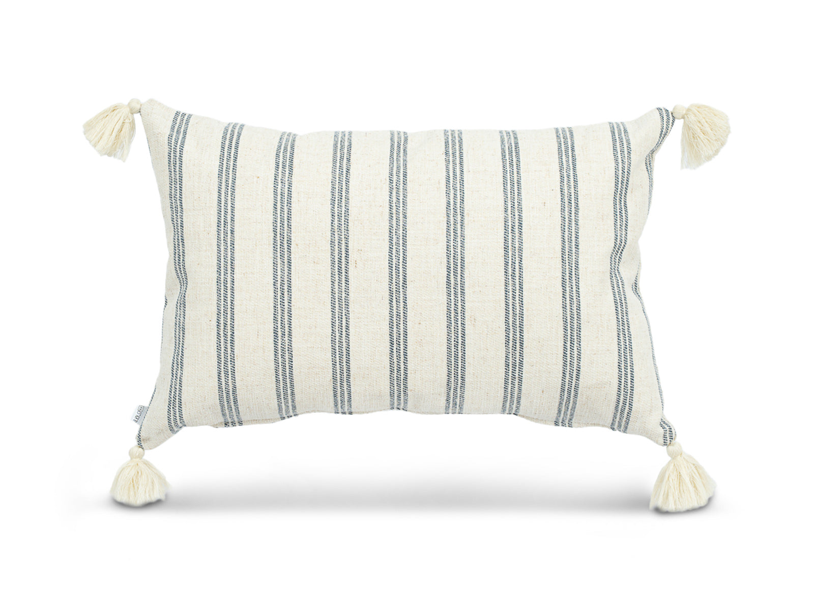 Cojin Poliester Lineas Beige Azul Lumbar