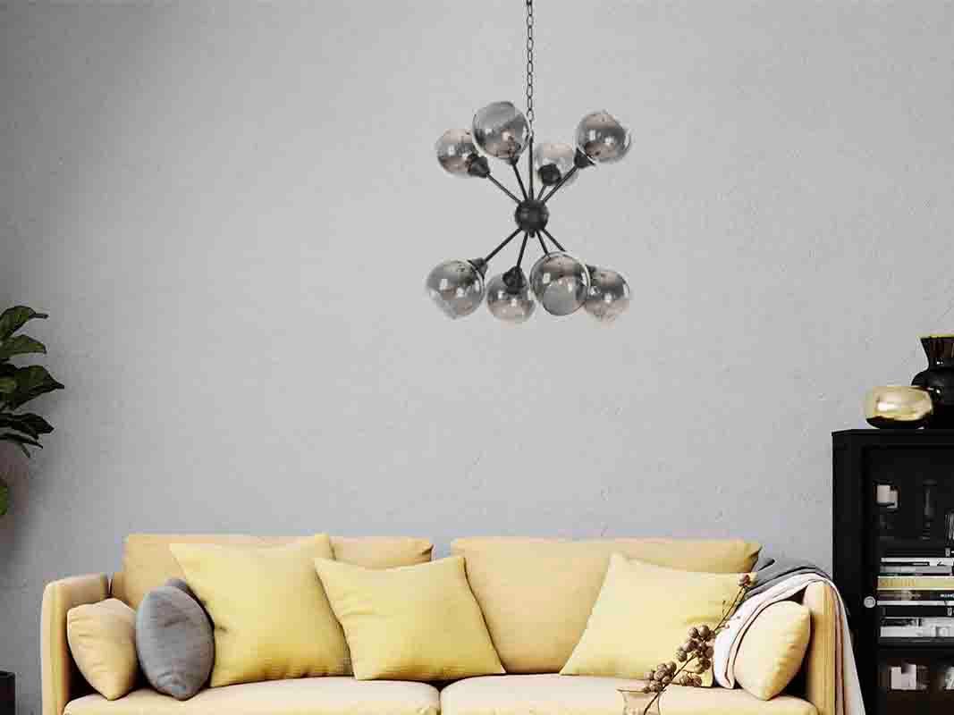 Lampara Colgante 8 Luces C/Negro